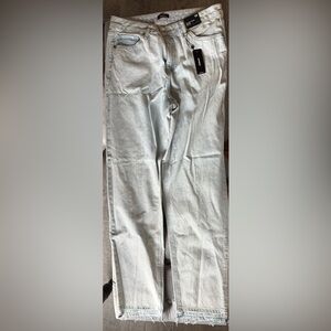 Express Denim Straight Leg Jeans - Light Blue